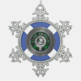 Clan Graham Crest en Tartan Knot Tin Sneeuwvlok Ornament