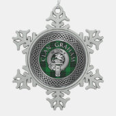 Clan Graham Crest en Tartan Knot Tin Sneeuwvlok Ornament (Voorkant)
