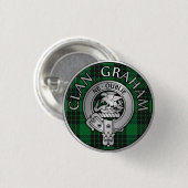 Clan Graham Crest en Tartan Ronde Button 3,2 Cm (Voorkant /achterkant)