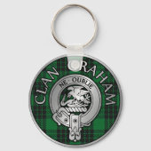 Clan Graham Crest en Tartan Sleutelhanger (Voorkant)