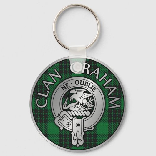 Clan Graham Crest en Tartan Sleutelhanger (Voorkant)