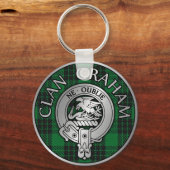 Clan Graham Crest en Tartan Sleutelhanger (Voorkant)
