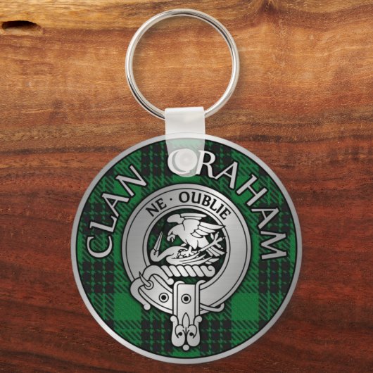 Clan Graham Crest en Tartan Sleutelhanger (Voorkant)