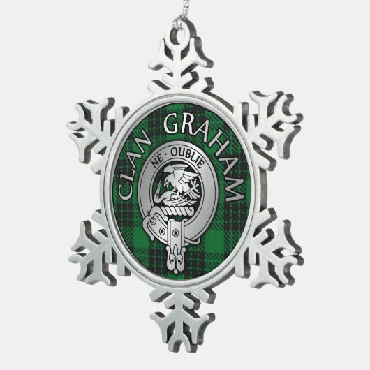 Clan Graham Crest en Tartan Tin Sneeuwvlok Ornament (Rechts)