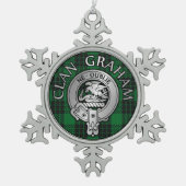 Clan Graham Crest en Tartan Tin Sneeuwvlok Ornament (Voorkant)