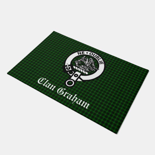 Clan Graham Crest & Tartan Front Deurmat (Schuin)
