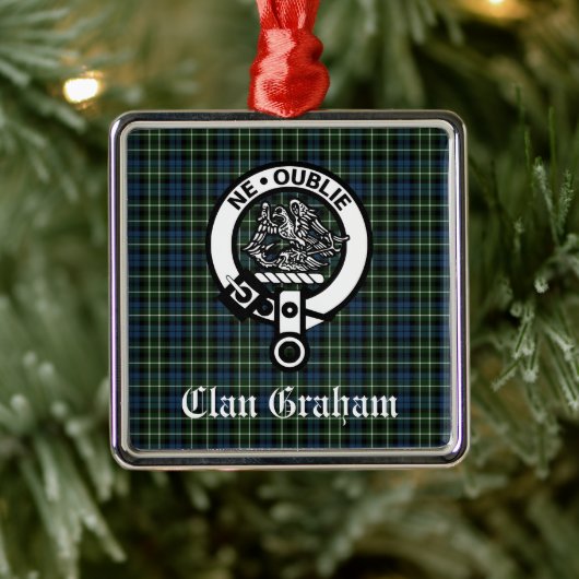 Clan Graham Montrose Tartan & Crest gepersonalisee Metalen Ornament (Boom)