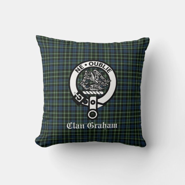 Clan Graham Montrose Tartan & Crest Kussen (Voorkant)