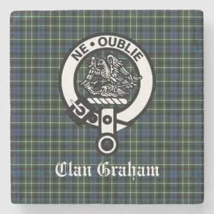 Clan Graham Montrose Tartan & Crest Stenen Onderzetter