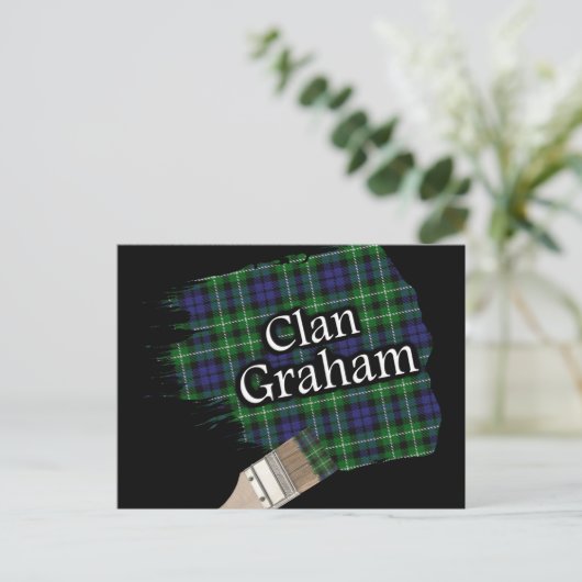 Clan Graham Scottish Tartan Paint Brush Briefkaart (Staand voorkant)