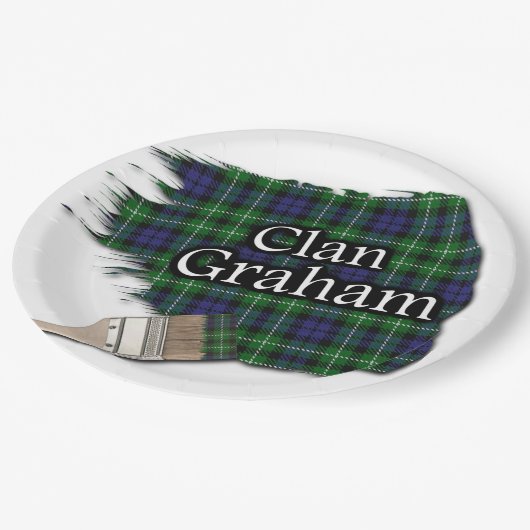 Clan Graham Scottish Tartan Paint Brush Papieren Bordje (Gekanteld)