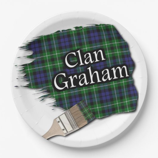 Clan Graham Scottish Tartan Paint Brush Papieren Bordje (Voorkant)