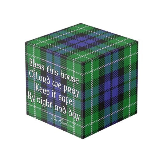 Clan Graham Tartan House Blessing Kubus (Voorkant hoekig)