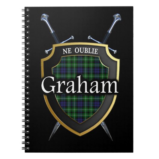 Clan Graham Tartan Shield & Swords Notitieboek (Voorkant)
