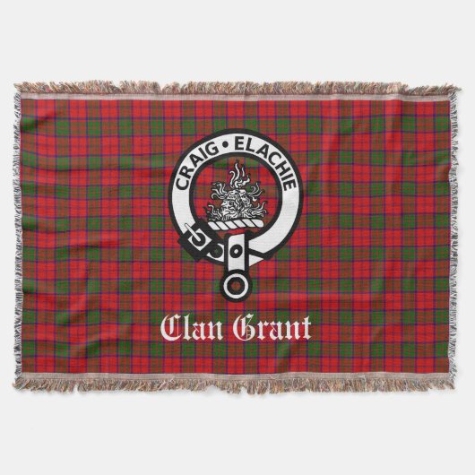 Clan Grant Crest Badge en Tartan Deken (Voorkant)