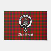 Clan Grant Crest Badge en Tartan Deurmat (Voorkant)