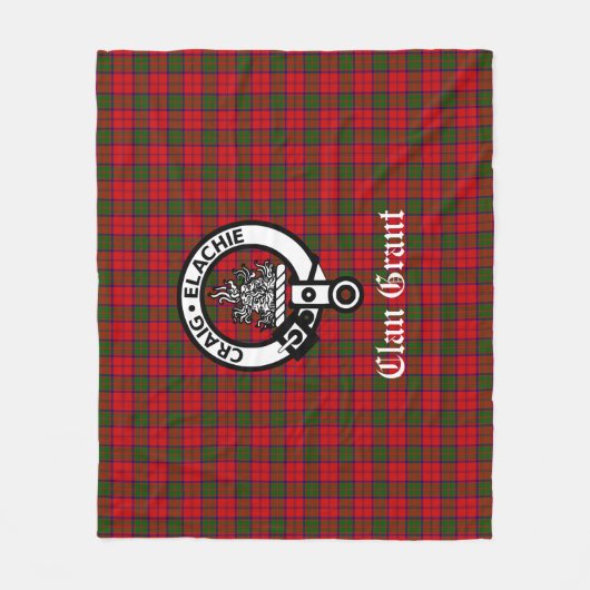 Clan Grant Crest Badge en Tartan Fleece Deken (Voorkant)