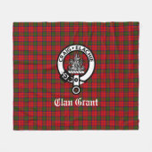 Clan Grant Crest Badge en Tartan Fleece Deken (Voorkant (Horizontaal))
