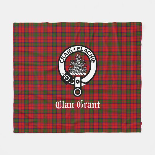 Clan Grant Crest Badge en Tartan Fleece Deken (Voorkant (Horizontaal))