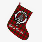 Clan Grant Crest Badge en Tartan  Grote Kerstsok (Voorkant (Hangend))
