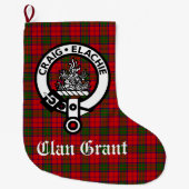 Clan Grant Crest Badge en Tartan  Grote Kerstsok (Voorkant)