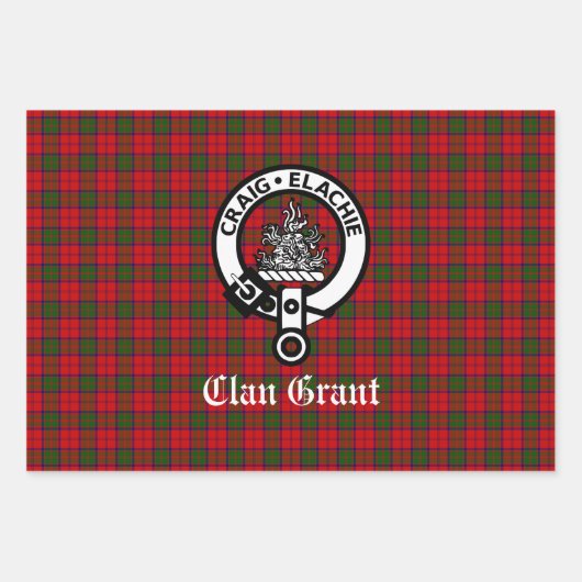 Clan Grant Crest Badge en Tartan Inpakpapier Vel (Voorkant 2)
