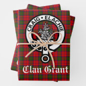 Clan Grant Crest Badge en Tartan Inpakpapier Vel (In situ)