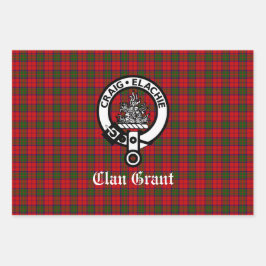 Clan Grant Crest Badge en Tartan Inpakpapier Vel