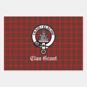 Clan Grant Crest Badge en Tartan Inpakpapier Vel