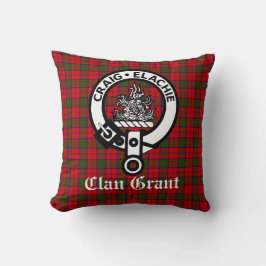 Clan Grant Crest Badge en Tartan Kussen
