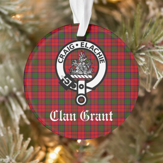 Clan Grant Crest Badge en Tartan  Ornament (Boom)
