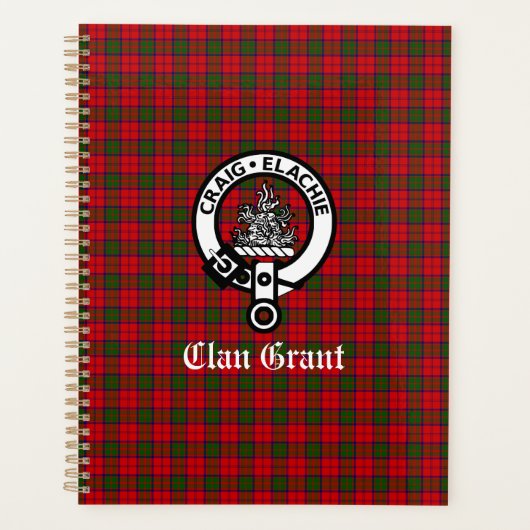 Clan Grant Crest Badge en Tartan Planner (Voorkant)