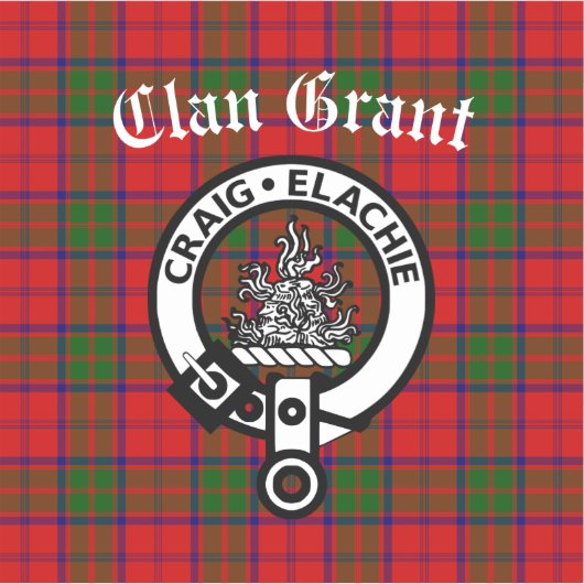 Clan Grant Crest Badge & Tartan Sticker (Voorkant)