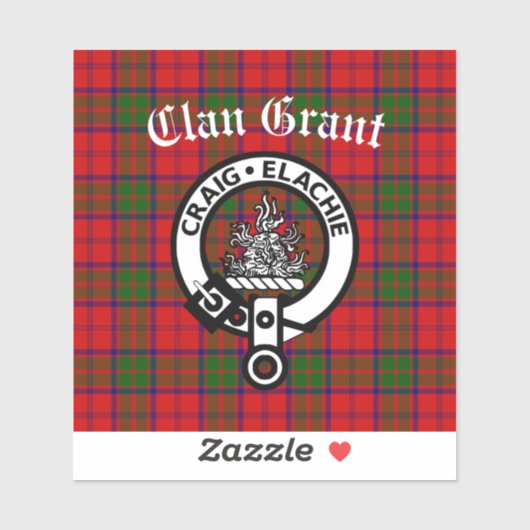 Clan Grant Crest Badge & Tartan Sticker (Vel)