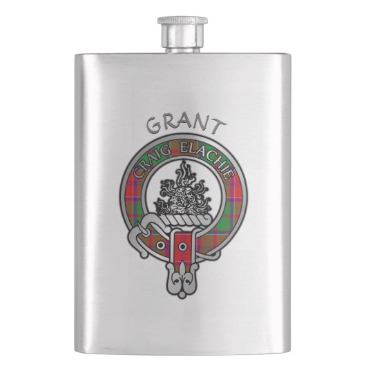 Clan Grant Crest & Tartan Flask Flacon (Voorkant)