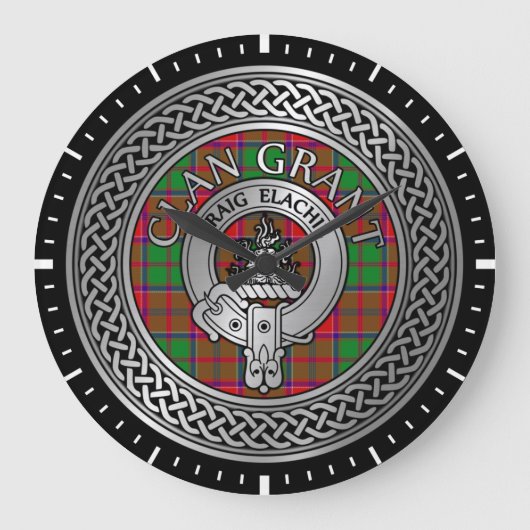 Clan Grant Crest & Tartan Knot Grote Klok (Voorkant)