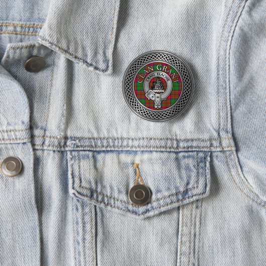 Clan Grant Crest & Tartan Knot Ronde Button 5,7 Cm (In situ)
