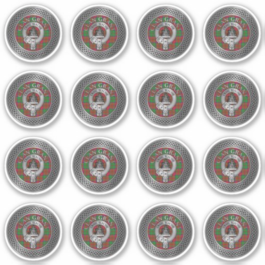 Clan Grant Crest & Tartan Knot Sticker (Voorkant)