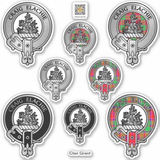 Clan Grant Crest & Tartan Sticker (Voorkant)