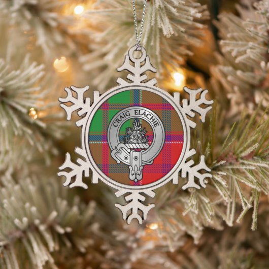 Clan Grant Crest & Tartan Tin Sneeuwvlok Ornament (Boom)