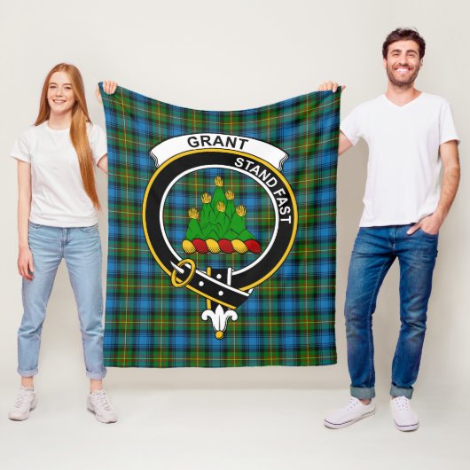 Clan Grant Jacht Tartan Schotse Plaid Fleece Deken (In situ)