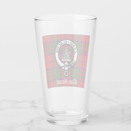 Clan Grant Tartan en Crest Badge Glas (Achterkant)