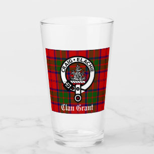Clan Grant Tartan en Crest Badge Glas