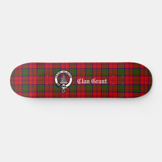 Clan Grant Tartan en Crest Badge Persoonlijk Skateboard (Horizontaal)