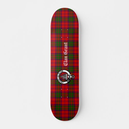 Clan Grant Tartan en Crest Badge Persoonlijk Skateboard (Voorkant)