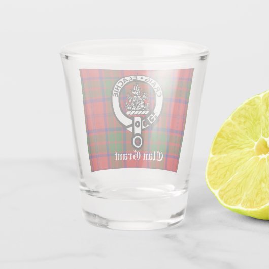 Clan Grant Tartan en Crest Badge Shot Glas (Achterkant)