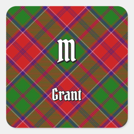Clan Grant Tartan Vierkante Sticker (Voorkant)