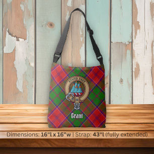 Clan Grant Wapen over Tartan Crossbody Tas