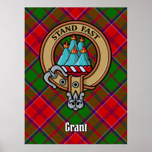 Clan Grant Wapen over Tartan Poster