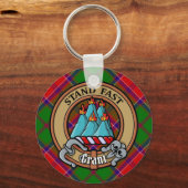 Clan Grant Wapen over Tartan Sleutelhanger (Voorkant)